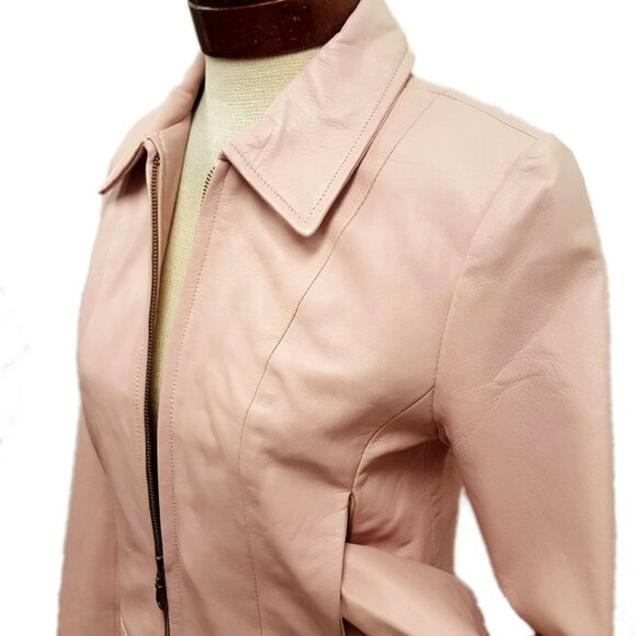 Women’s Cute Basic Nappa Leather Short Jacket 4 Color Available - Picture 8 of 12